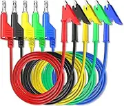 Goupchn 5PCS Test Leads 4mm Stackable Banana Plug to Crocodile Alligator Clips Test Probe Cable Wire for Multimeter Electrical Testing