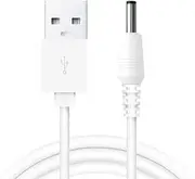 USB to DC 3.5mm Cable, 1m/3.3ft DC 3.5mm x 1.35mm Male to USB Type A Male Power Adapter Cable - White