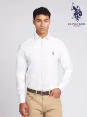 U.S. Polo Assn. White Long Sleeve Mens Poplin Shirt (N27009) | $150
