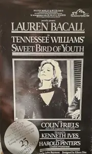 ^ SWEET BIRD OF YOUTH original Lauren Bacall 1985 Harold Pinter theatre POSTER