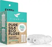 Biodegradable Dental Floss Refills 2-pack | For Refillable Glass Holder | Naturally Waxed With Candelilla Wax | 100% Compostable | Natural Silk Spools of 66 yds/60m | Eco-Friendly Zero Waste Oral Care