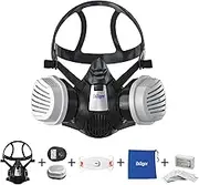 Dräger X-plore 3500 Bushfire Respirator Mask Kit: Half-Face Mask + ABEK1Hg-P3 Filters, Protection against Smoke, Ash and Dust from Wildfires, Size Small