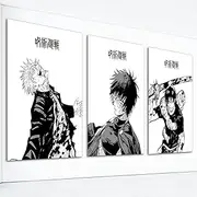 [Hannahcos] 3 Piece Japanese Anime Poster, Canvas Wall Art, Manga Art Kinji Hakari Print Painting for Room Decor Anime Artwork Fan Gift 12x16in Unframed
