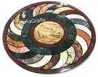 Round Marble Dining Table Top Unique Pattern Inlay Work Center Table for Home