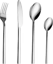 Cutlery Set, 32 Piece Stainless Steel Flatware Set Including Knives Forks Spoons Teaspoons Cutlery Set for 8 People, Mirror Polish Finish, Dishwasher Safe, Multipurpose Use for Home Restaurant Hotel