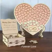 Heart Shaped Wedding Guest Book Rustic Pink Sweet Love Wooden Visitor Log Decor