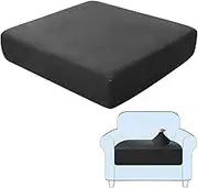SHUOJIA Sofa Seat Cushion Covers, Stretch Velvet Sofa Cover, Non-Slip Couch Cushion Covers Replacement for Individual Cushion,with Elastic Fabric,Machine Washable (Black,1-Seater)