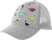 [BESTYASH] Cartoon Dinosaur Pattern Boys and Girls Hat Outdoor Baseball Cap Toddler Sun Protection Hat Breathable Mesh for Boys and Girls Grey