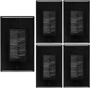 LEENUE Brush Wall Plate, 5 Pack Single Gang Wall Plate Cable Pass Through for Low Voltage Wires, Cord Hider for Wall Mount TV, Black