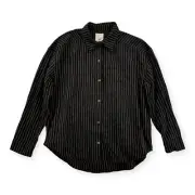 Billabong Top Womens Medium Long Sleeve Stripe Button Up Cotton Shirt NEW