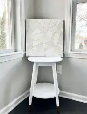 “White Stone” White & Gold Abstract Canvas Wall Art