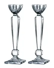 Barski Set of Two 12in Crystalline Candlestick Holders