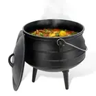 Potted Pans Cast Iron Cauldron with Lid - 10 QT Witches Cauldron African Potjie