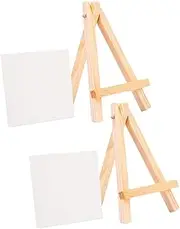 TEHAUX Crafts for Boys and Girls Wooden Mini Easel Hand Painting Rack White Canvas for Art Projects