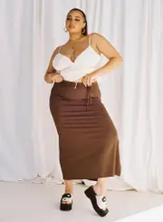 Caroline Midi Skirt Brown Curve