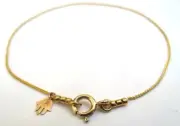 14 kt solid gold hamsa bracelet luck charm evil eye bangle dainty artisan amulet