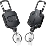 2 Pack Self Retractable ID Badge Holder Key Reel, Heavy Duty, 32 Inches Cord, C