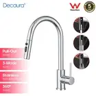 Decaura Kitchen Mixer Tap 3-Mode Spray Pull Out Tap Stainless Steel Chrome WELS