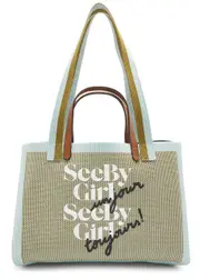 See BY Chloé See By Girl Woven Tote - Light Blue ONE SIZE