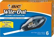 BIC Wite-Out Brand EZ Correct Grip Correction Tape, White, 6-Count