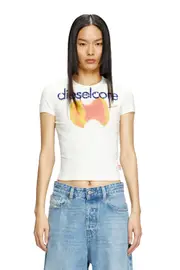 [Diesel] Diesel - T-shirt with Diesel Core logo - T-Shirts - Woman - White M White