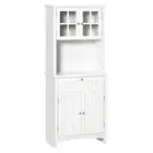 Kitchen Storage Cupboard w/ Microwave Drawer for Dining Room, White