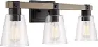 Asher 23" 3-Light Farmhouse Vanity/Bathroom Light + Funnel Glass Shades, Smoked