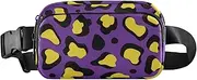 [Amooorous] Purple and Yellow Leopard Print Stylish Crossbody Bag Waist Packs for Men Women Waterproof Sling Chest Bag with Adjustable Strap for Travel Shopping Running, Purple and yellow leopard print, 1 size
