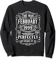 [X.Style] February 1999 Man Myth Legend Shirt 24th Birthday 24 Years Sweatshirt ds1144 Sweatshirt (S) Black