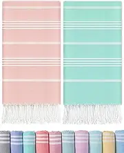 2 Packs Cotton Turkish Beach Towels Swim Towel Compact Oversized Sand Free Quick Dry Thin Clearance Luxury Best Organic Linen Bath Toallas De Playa Travel Essentials Blanket Hot Tub Accessories