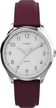 Timex Easy Reader Burgundy Leather Womens Watch