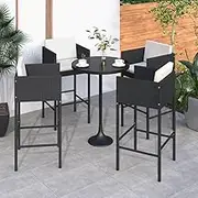 Bar Stools 4 pcs with Cushions Black Poly Rattan,Outdoor Chairs 30KG-316660