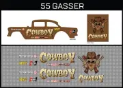 Hot Wheels (1/64), 55 Gasser "Cowboy" Waterslide, Printed White First, Decals