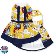 Parisian Pet Tribal Leaves Summer Dress - Magic Strap Closure Dog Beach Outfi