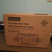 FREELICHT 6 Pack Red Exit Sign with Emergency Lights Two LED Adjustable Head