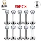 10/50PCS G23 Titanium Piercing Labret Lip Studs 16G CZ Internally Threaded Stud