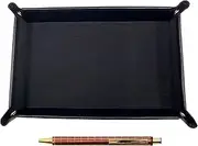 Japanese Grain Cowhide Leather Pen Tray Black NQ30K Wide Shaft Metal Straight Knock Double Anodized Lattice Ballpoint Pen Set Red TRASB-NQ30KB-R