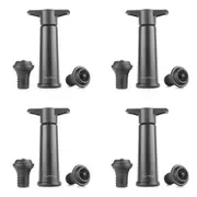 4x Final Touch Champagne/Wine Bottle Pump w/ Two Stoppers Barware Accessory BLK