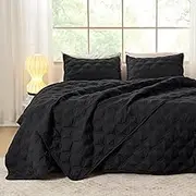 Litanika California King Quilt Bedding Set, Black Oversized Lightweight Comforter Bedspreads & Coverlets, Boho Farmhouse Bedding Cover Bed Decor All Season, 3 Pieces (1 Quilt, 2 Pillowcases)