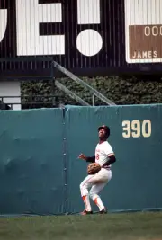 Paul Blair Baltimore Orioles track a fly ball at an Major League - 1974 Photo