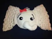 ELEPHANT PILLOW HAND-CROCHETED BEAUTIFUL UNIQUE NEW 35" X 20" WHITE