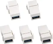 AAOTOKK USB 3.0 A Keystone Adapter Female to Female USB 3.0 A Keystone Jack Insert Socket Coupler Adapter for Wall Plate Outlet Panel (White/5 Pack)