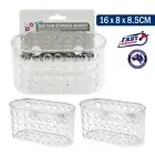 2pk Clear Suction Shower Basket Plastic Organizer Caddy Storage Bathroom Soap AU