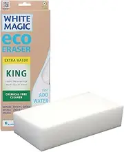 [White Magic] King Eco Eraser Sponge – Extra-Large 28 x 11 x 4cm, Chemical-Free Stain Remover for Walls, Floors, Appliances & More, Micro-Abrasive Technology, Reusable & Long-Lasting