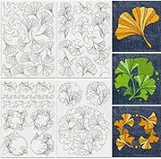 DOODLREAM Pack of 47 Water Soluble Ginkgo Leaf Stabilizers for Hand Sewing 8.3 x 11.7 Inches Embroidery Pattern Stabiliser Ginkgo Garland 4 Sheets Stick and Stitch Embroidery Paper Stickers