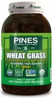 Pines Organic Wheat Grass 500 mg 500 Tabs. (06/2029)