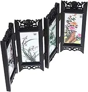 DONFAMDS Chinese Style Folding Screen Divider Vintage Tabletop Ornament Material for Photography Props Home Decor Elegant Partition for Office Living