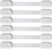 6-Pack Child Proof Locks for Cabinet Doors, Drawers, Fridge, Toilet Seat, Dishwasher, Trash Can, Cupboard - 3M - No Drilling - Baby Proofing Safety Cabinet Lock(White
