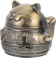 Maneki Cat Japanese Ashtray - Indoor Outdoor Windproof Antique Metal Zinc Alloy Office Old Fashioned Cat Animal Ashtray Bowl Holder