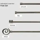 22mm Curtain Rod Metal Pole Rail Finial Sets Extendable Adjustable Satin Chrome